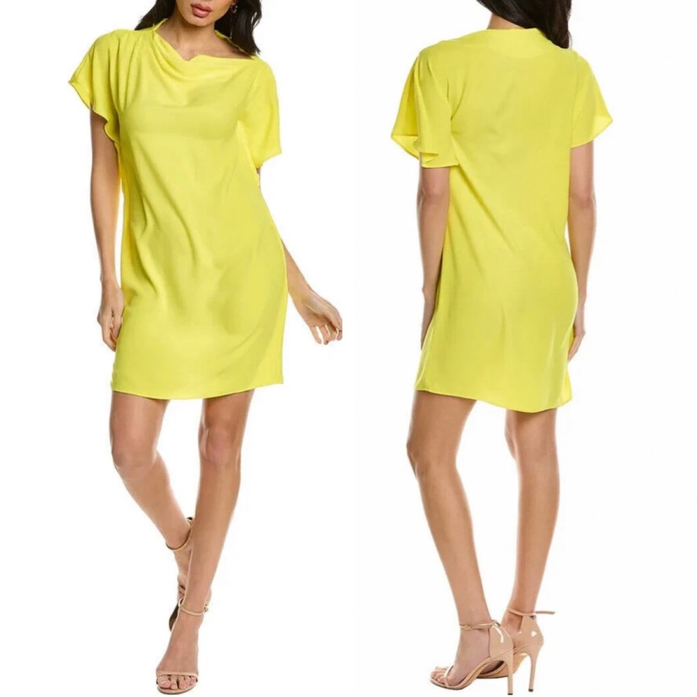 Trina Turk Asymmetrical Neck Promising Shift Dress in Yellow